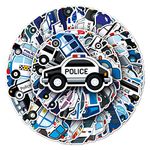 Police Car/Van Stickers for Laptop(50 Pcs),Gift for Kids Teens Adults Girl,Police Waterproof Stickers for Water Bottle,Vinyl Stickers for Scrapbook,Journal,Dairy,Skateboard