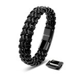 SERASAR Pulseras para Hombres 17cm Black - Leather Bracelets for Men Brown Cowhide Gift-Box Braided Bracelet Stainless Steel Jewelry Wrist-Band Cuff Wrap Rope Bangle Dad Man Boy Cuero Regalo