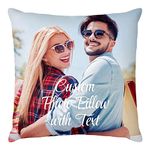 Easycosy Custom Pillow with Picture Text Customized Photo Pillowcase, Personalized Throw Pillow Cover, Anniversary Wedding Love Keepsake Gifts Two-Sides Design(12"x12")-Optional Pillow Insert