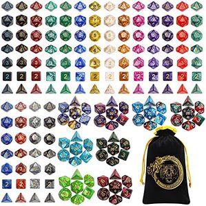 DND Dice Sets - 26 X 7 Polyhedral Dice (182pcs) with a Large Drawstring Bag Great for Dungeons and Dragons, Role Playing Table Game.