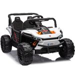 Kids Republic 1-Seater Electric Ride-On Car with Parental Remote Control, 12V 2WD UTV Buggy Featuring Working Doors and LED Lights (White)