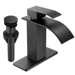 Fransiton Black Bathroom Faucet Bathroom taps 1 or 3 Hole Bathroom Sink Faucet Single Handle washroom Waterfall Faucet with Deck and Pop-up Drain