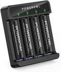 POWEROWL Rechargeable Battery AA with Charger, 2800mAh High Capacity Low Self-Discharge Ni-MH Double A Battery, 4 Count