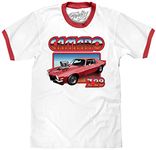 Tee Luv Men's 70s Chevrolet Camaro Z28 Ringer Tee Shirt (White/Red) (S)