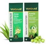 Vansaar Aloe Vera Juice + Amla Juice, 1L + 1L| For Holistic Skin & Hair care | Reduce Hair Fall | Improves Skin Health | Helps Manage Weight | Builds immunity | 100% Ayurveda