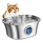 Cat Water Fountain,3.2L/108oz Stainless Steel Pet Water Fountain,Dog Water Dispenser Cat Drinking Fountains with Water Level Window for Cats, Dogs, Multiple Pets