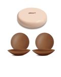 ORGOT Nipple Covers 2 Pairs, Sticky Silicone Nipple Pasties Bra with Case Reusable, with Boob Tape(6.5ft), Travel Essentials Brwon