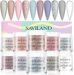 Saviland Acrylic Powder Set: 10 Colors Acrylic Nail Powder Glitter White Pink Professional Polymer Colored Acrylic Nail Powder for Nail Extension No Nail Lamp Needed