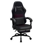 T-THREE.High Back Ergonomic Computer Chair,Gaming Chair,Office Chair,Desk Chair,Swivel Chair,Racing Chair,Adjustable Lumbar Support and Headrest,Withstands up to 150 Kg,With Footrest(Red)