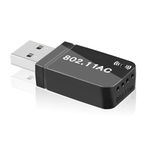 AC1300Mbps Wifi Dongle, USB Wireless Network Adapter 802.11ac Dual Band 5GHz&2.4GHz No Driver Required for PC Desktop Laptop Tablet Supports Windows 11/10/8.1/8/7 XP Vista Mac OS X 10.11-10.15