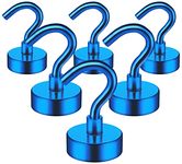 FINDMAG Magnetic Hooks for Cruise Cabins, 14kg Heavy Duty Magnet Hooks, 6 Pack Strong Magnetic Hooks for Fridge, Magnet Hook for Hanging, Kitchen, Bathroom, Garage, Grill（Blue）