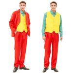 Halloween Adult Joker Costume Red Suit Mens Cosplay Uniform Coat Vest Pants with Tie Full Sets, Red, X-Large