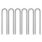 AGPTEK Ground Stakes, 6 Packs U-Shaped Rebar Stakes, Galvanized Steel Trampoline Wind Stakes Heavy Duty, Rebar Anchor Garden Stakes Camping Tent Stakes