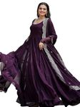 Estela Fashion Women's Anarkali gown with dupatta, Purple (Small)