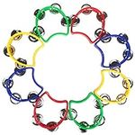 8 pcs Percussion Tambourine Hand Bell Mini Plastic Held Tambourines Half Moon Adults with Metal Jingles Jingle Musical Toys Rhythm Instruments for Boys Girls Kinder Garten Party Family Gatherings