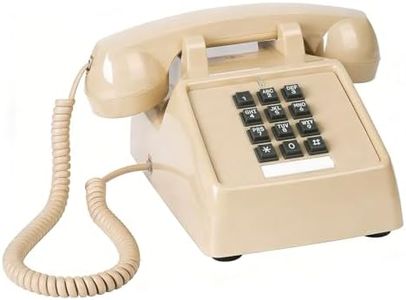 Sangyn Classic Vintage Cord Phones for Landline Old Telephone with Mechanical Ringer Volume Control Retro Analog Desk Phone for Home House School, Beige