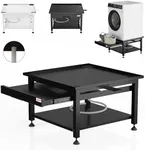 Garvee 27" Wide Washer and Dryer Pedestals with Pullout-Shelf, 16" Hight Laundry Pedestal with Adjustable Anti-Vibration Pads, Drain Pan and Hose, 1000 lbs Capacity, Black
