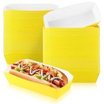 Yeaqee 100 Pcs 7" Paper Hot Dog Trays Disposable Paper Food Nacho Boats Hot Dog Holders Hot Dog Plates Disposable Serving Trays for Carnivals, Parties, Dinner, Cookouts (Yellow)