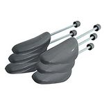 Incutex 3 pairs of shoe trees variable size UK 5-11, plastic shoe stretcher, shoe shaper, adjustable spring, grey