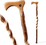 Brazos Rustic Wood Walking Cane, Twisted Sassafras, Traditional Style Handle, for Men & Women, Made in the USA, 37"