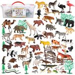 Migration 100 Piece Set of Animal Plastic Figures Playset, Includes Wild, Safari, Zoo, Jungle, Farm, Forest, Desert, Ocean Animals, Birds, Action Toy Figures Accessories and Container