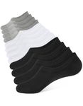 CLOSEMATE Trainer Invisible Ankle No Show Socks for Men Women Ladies 6 Pairs Low Cut Casual Cotton Liner Socks with Non-Slip Silicone Stripes(UK L,9-12, Black/White/Grey)