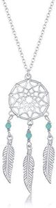 Sterling Silver Created Turquoise Dream Catcher 16+2" Necklace