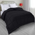 Utopia Bedding All Season Down Alternative Comforter with Corner Tabs for Queen Bed, Duvet Insert,Queen Size, Black, Machine Washable