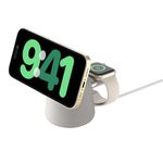 Belkin 2-in-1 Wireless MagSafe 15W Fast Charging Dock | Compatible with iPhone 16, 15, 14, 13, and 12 Series, AirPods, and Other MagSafe Enabled Devices | Sand,Beige
