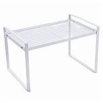 Spesh Kitchen Cupboard Shelf 33x21x18cm Cupboard Shelf Organiser Kitchen Countertop Storage Shelf Tabletop Metal Shelf for Kitchen Bedroom Bathroom(White)