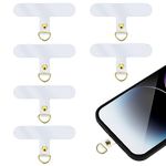 simarro 6Pcs Cell Phone Lanyard Patch Pad, Universal Phone Tether Tab Phone Strap Connector with Metal Ring for Cell Phones Security Drop Protection (Transparent Light Gold)