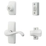 Ideal Security GL Door Lever Set with Keyed Deadbolt Lock for Storm and Screen Doors, White (4-Piece Set)