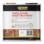 Everbuild Triple Action (Kills, Protects and Preserves) Wood Treatment – Lasting Protection From Damage Caused By Wood Rot, Fungi And Wood Boring Insects – Clear – 2.5 Litre