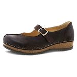 Dansko Women's Mika Mary Jane - Dual Density Cork/EVA Midsole and Lightweight Rubber Outsole Provide Durable and Comfortable Ride on Patented Stapled Construction, Chocolate, 8.5-9