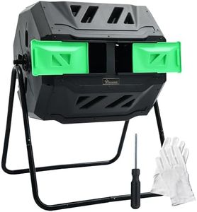 YITAHOME 43 Gallon Large Dual Bin Composter Tumbling, Outdoor Rotating Compost Bin with 2 Sliding Doors and Aeration System, Garden Compost Tumbler, BPA Free (2x21.5 Gallon,Green)