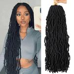 Faux Locs 24 Inch Crochet Hair New Soft Locs 6 Packs/Lot Curly Wavy Pre-Looped Faux Locs Goddess Synthetic Fiber Hair Extensions (24 Inch, 1B)