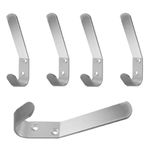 Aluminum Double Hat and Coat Hanger Hooks Coat Dress Robe & Bath Towel Hook for Bathroom Bedroom Kitchen Office Door Hooks with Fixing Screws Pack of 5.