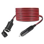 Vehicle Cigarette Lighter Extension Cord - 6FT / 1.8m Male Plug To Female Socket 16AWG Fused Extension Cable With Led Lights 12V 24V Auto Power For Car Tire Inflator Cleaner, Air Compressor Pump