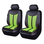 Flying Banner Green PU Leather and Mesh Breathable Universal Fit Front Car Seat Covers with Airbag Compatible