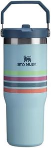 Stanley 1913 IceFlow Flip Straw Tumbler with Handle 30 oz | Twist On Lid and Flip Up Straw | Leak Resistant Water Bottle | Insulated Stainless Steel | BPA-Free | Seafoam Stripe
