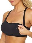 Playtex Women's Nursing Seamless Racerback Wireless Maternity Crop Bra, Black, XL