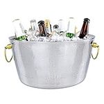 BREKX Anchored Beverage Tub with Rice Hammering & Gold Handles - Home Ice Bucket for Parties, Wedding or Housewarming Gifts, High-Grade Stainless Steel, Double Wall, Insulated, 100% Leak Proof