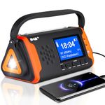 Dab Wind Up Radio, 4000mAh Emergency Radio with SOS Alarm, Solar Powered Radio, Hand Crank Radio with USB Charging, Portable Dab Radio with Flashlight, Dual Alarm Clock, LCD Display, Headphone Jack