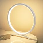 MAYTHANK Bedside Lamp Dimmable,Metal Circle Ring Desk Lamp Table Lamp for Bedroom,Modern Minimalist Circular Design Desk Decoration Light,USB Cord, Warm Light Only,10 Inch