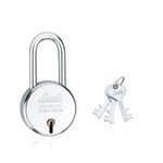 Link Round Silver Steel Lock with 3 Keys | Lock and Keys | Door Lock | Padlock (Pack of 1) (LINK-Round 50 MM LS)