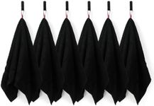 6-Pack Black Combed Cotton Hand Towels for Bathroom with Hanging Loops