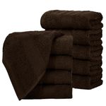 Ample Decor Wash Cloths Pack of 10, Oeko Tex Certified 600 GSM 100% Cotton Soft Absorbent, Premium Quality Durable Machine Washable, Ideal for Bathroom, Pool, Hotel, Spa – Brown