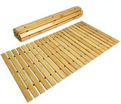 HOMION Folding Bath Mat Bamboo Wood Bathroom Strip Mat Shower Spa Sauna with Non Slip Feet Indoor Outdoor Use for Kitchen Bedroom Bathroom Toilet Doormat Pet Travel Camper Van Camping((Large 50x80cm)