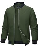 MAGCOMSEN Bomber Jacket Men Lightweight Jacket Full Zip Light Windbreaker Casual Stylish Golf Jackets Army Green M