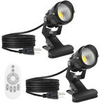 LED Spot Lights Plug in Outdoor Indoor Light 2.4G Remote Control 7W 3 Color Temperatures Waterproof Landscape Lights Spotlight with Clip for Plants Yard Garden Accent Lighting Ambient Light 2 Pack